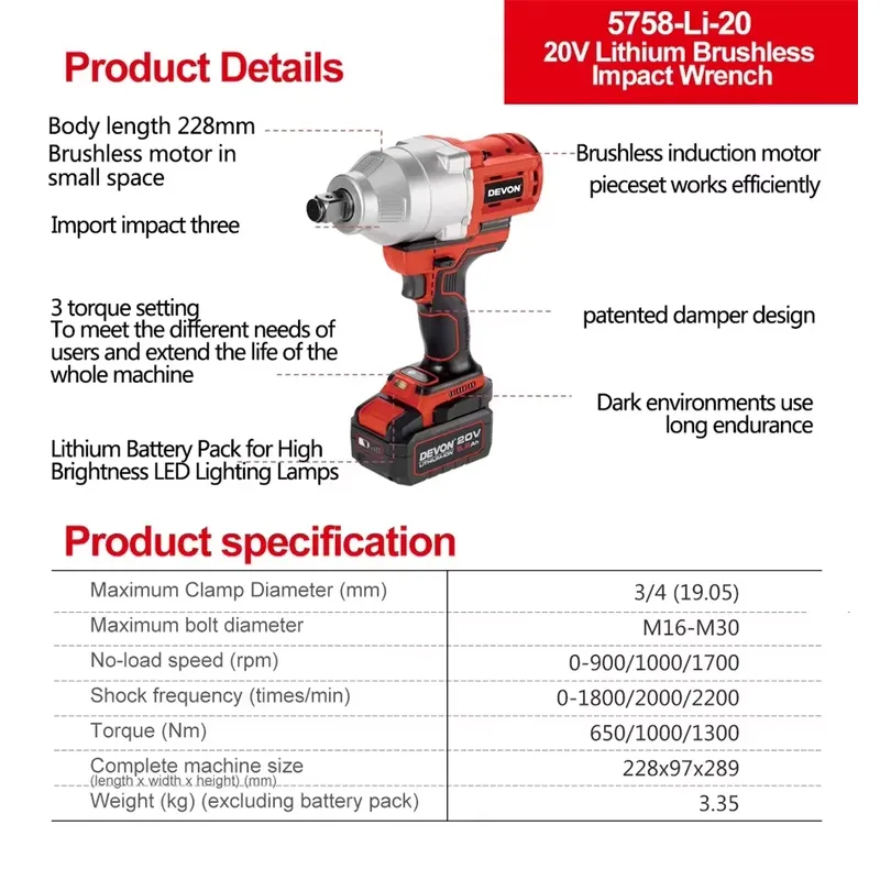 Devon 20V slagmoersleutel met  - Power Tools Set recensie en prijs